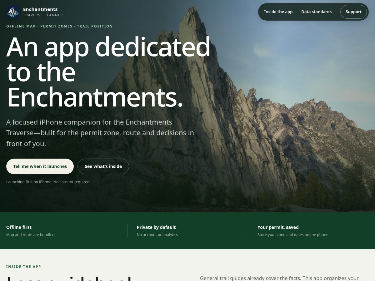 Landing-page snapshot of enchantmentstraverse.app