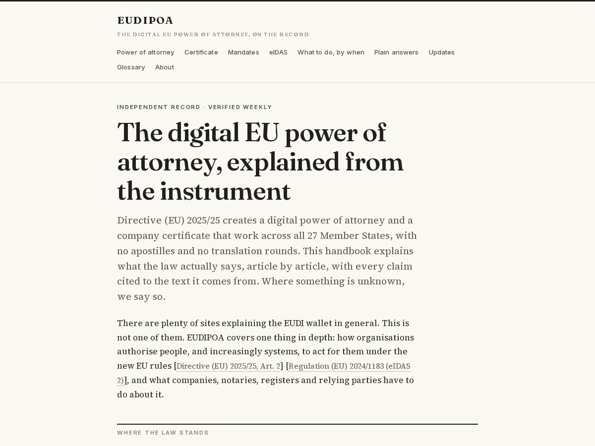 Landing-page snapshot of eudipoa.com