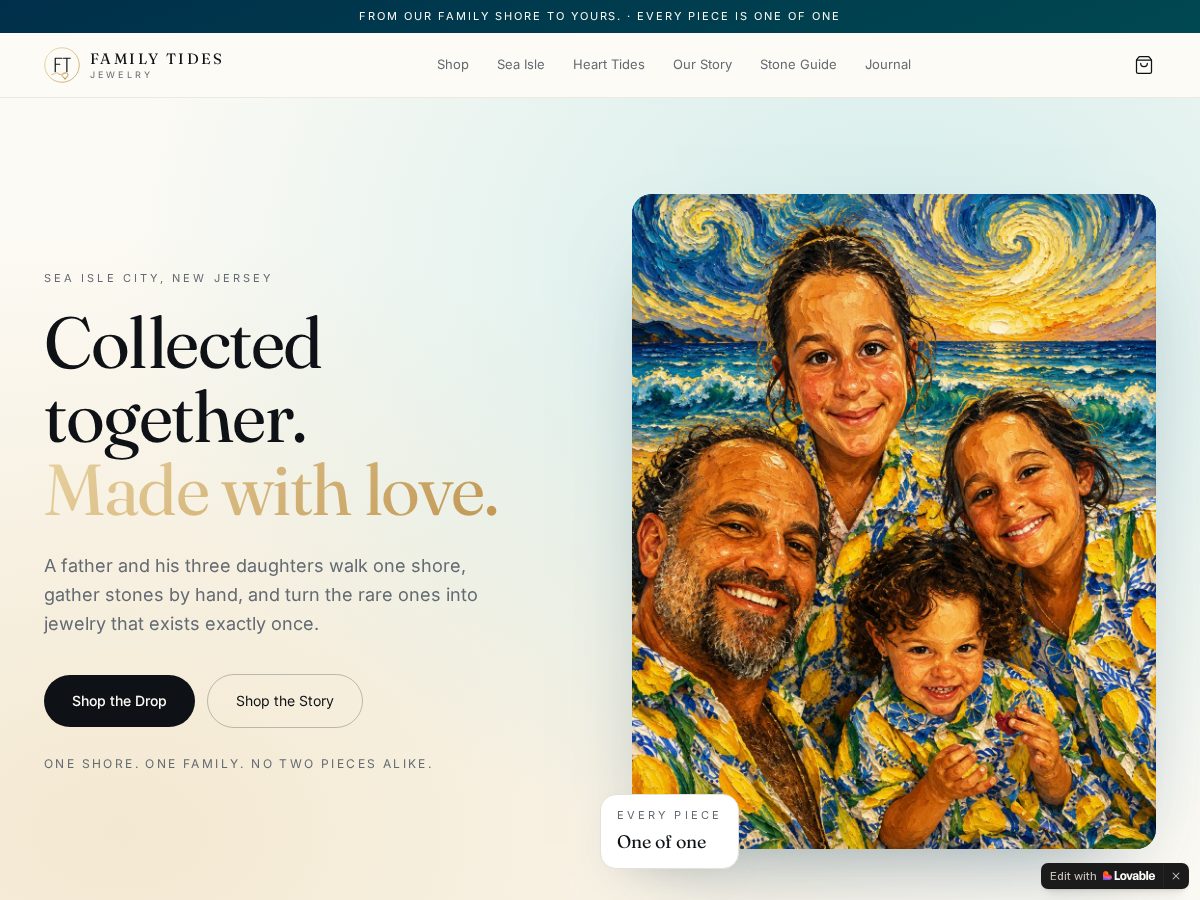 Landing-page snapshot of familytidesjewelry.com