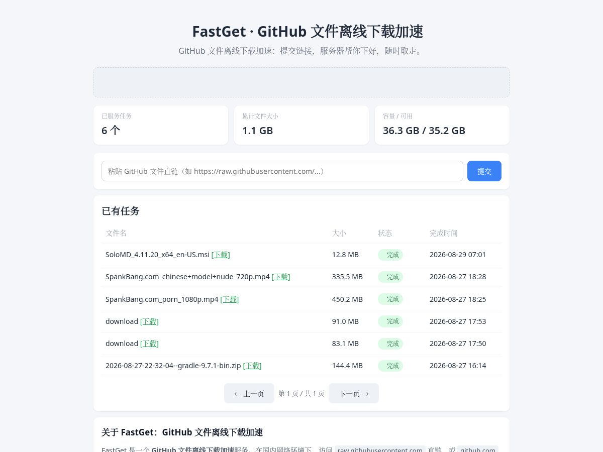 Landing-page snapshot of fastget.link