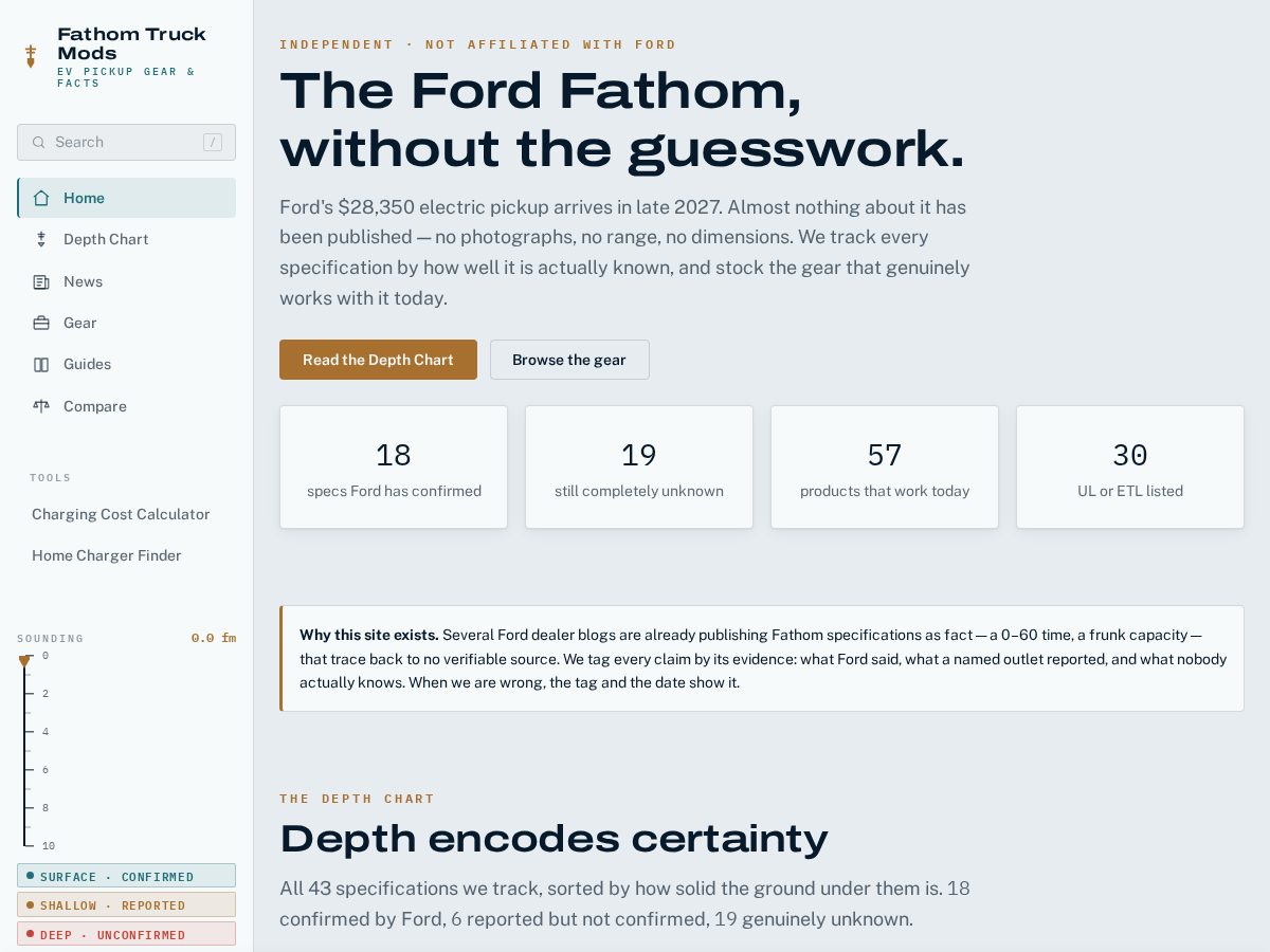 Landing-page snapshot of fathomtruckmods.com