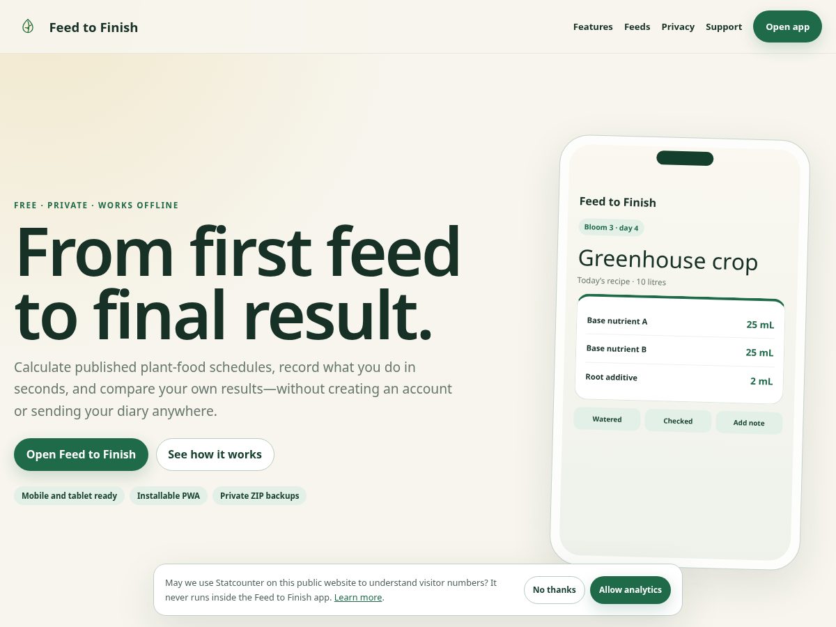 Landing-page snapshot of feedtofinish.com