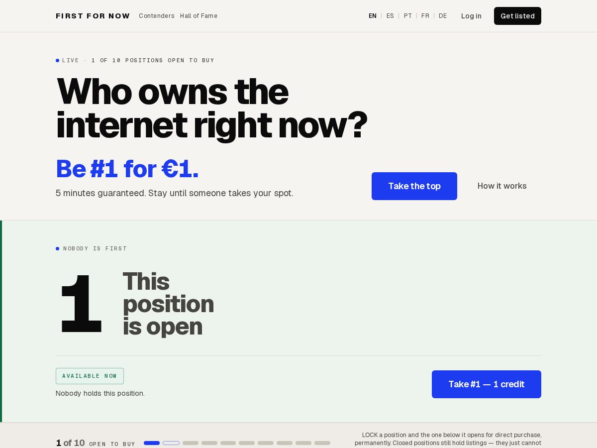 Landing-page snapshot of firstfornow.lol