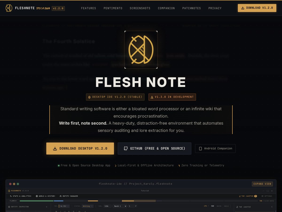 Landing-page snapshot of fleshnote.org