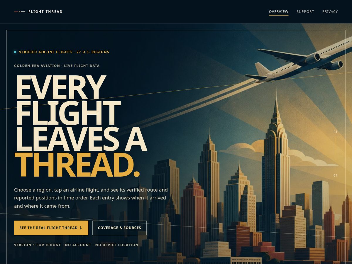 Landing-page snapshot of flightthread.com