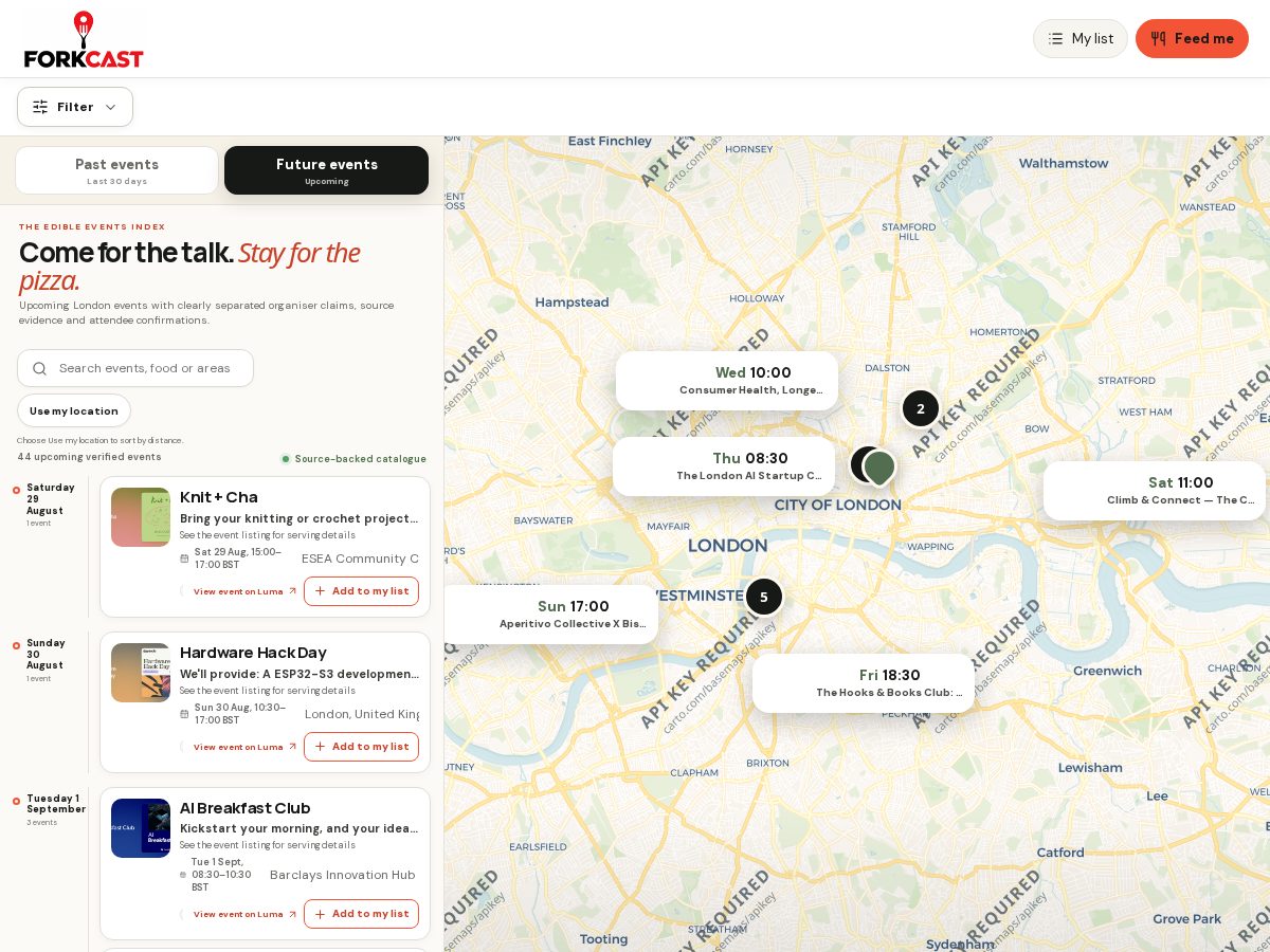 Landing-page snapshot of forkcast.events