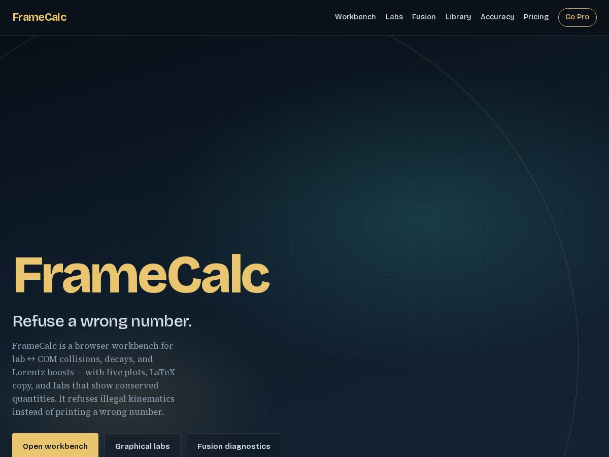 Landing-page snapshot of framecalc.site