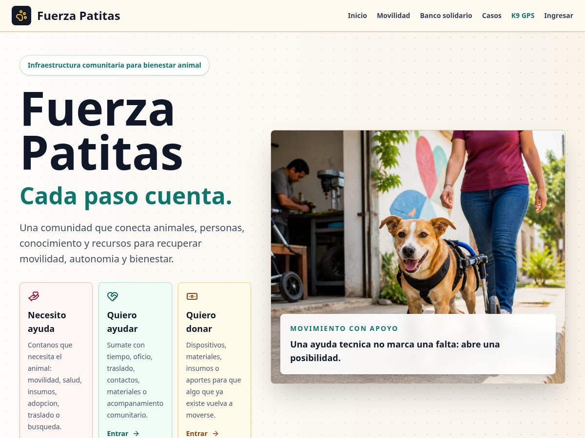 Landing-page snapshot of fuerzapatitas.org