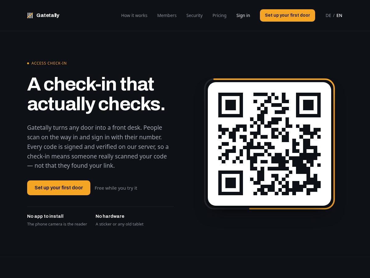 Landing-page snapshot of gatetally.com