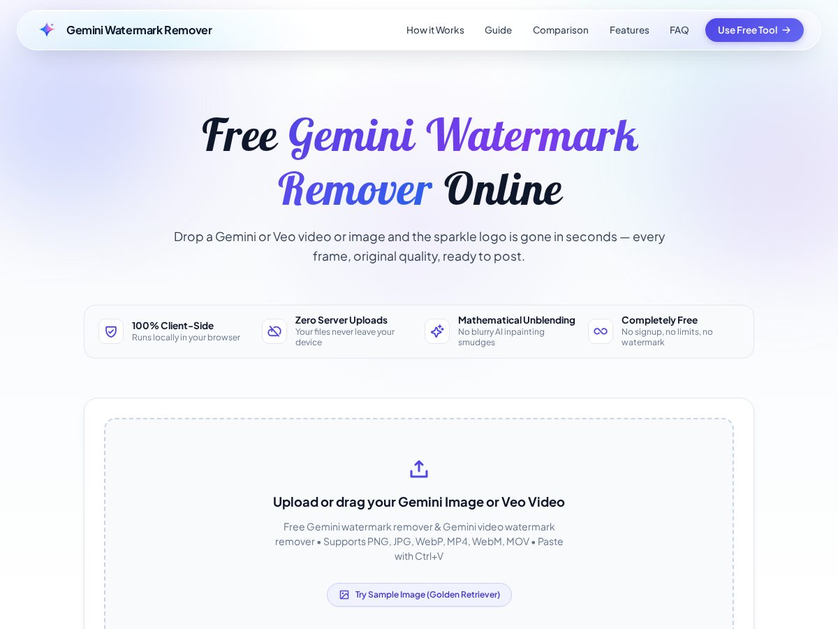Landing-page snapshot of geminiremove.com