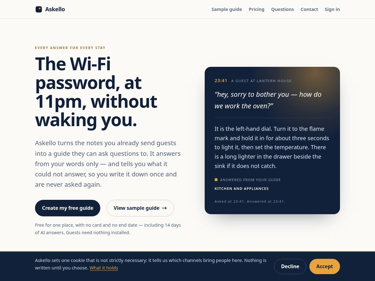 Landing-page snapshot of getaskello.com