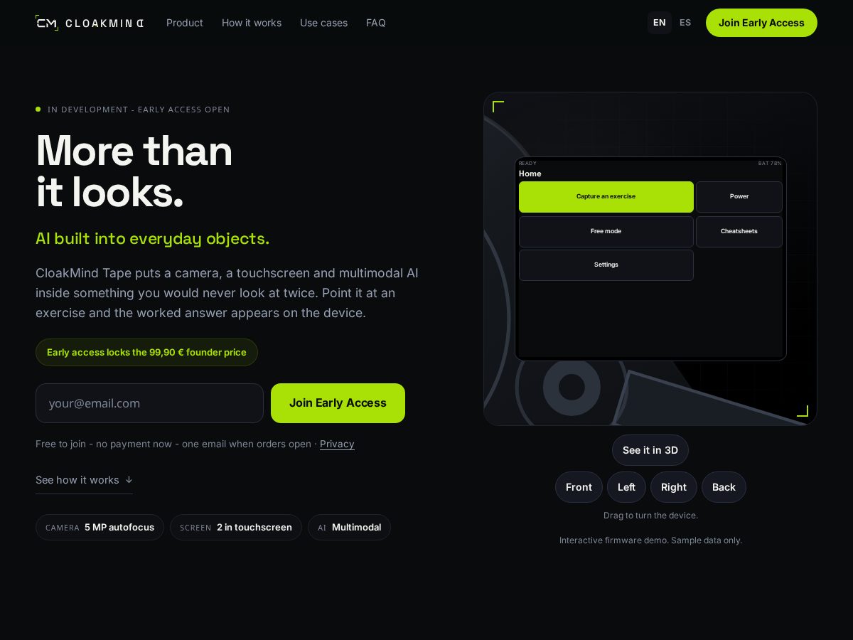 Landing-page snapshot of getcloakmind.com