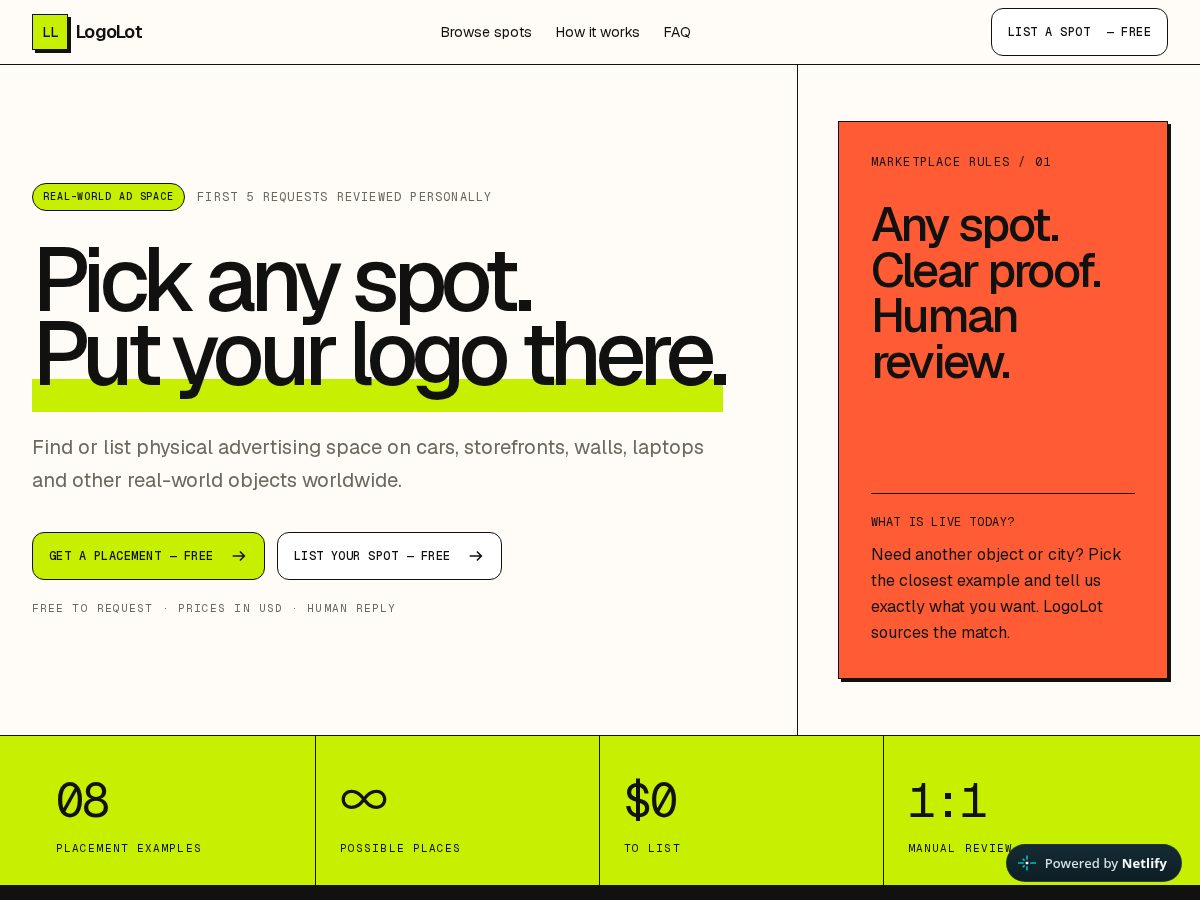 Landing-page snapshot of getlogolot.com
