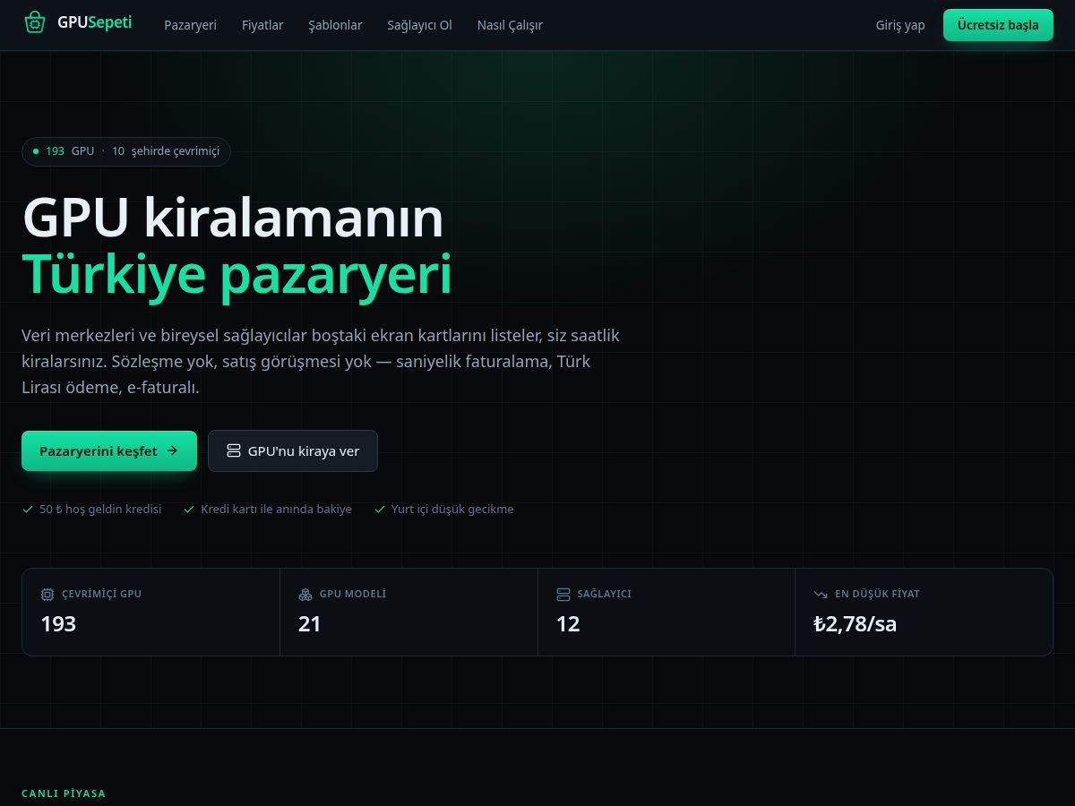 Landing-page snapshot of gpusepeti.com