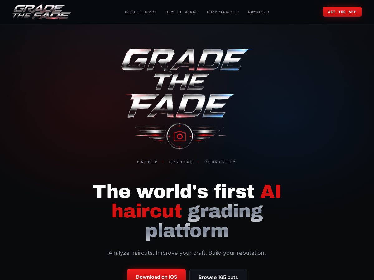 Landing-page snapshot of gradethefade.com