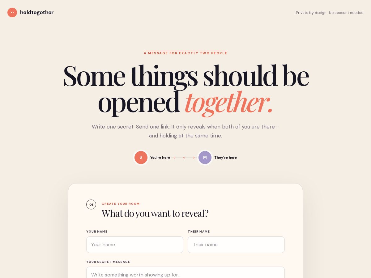 Landing-page snapshot of holdtogether.fun
