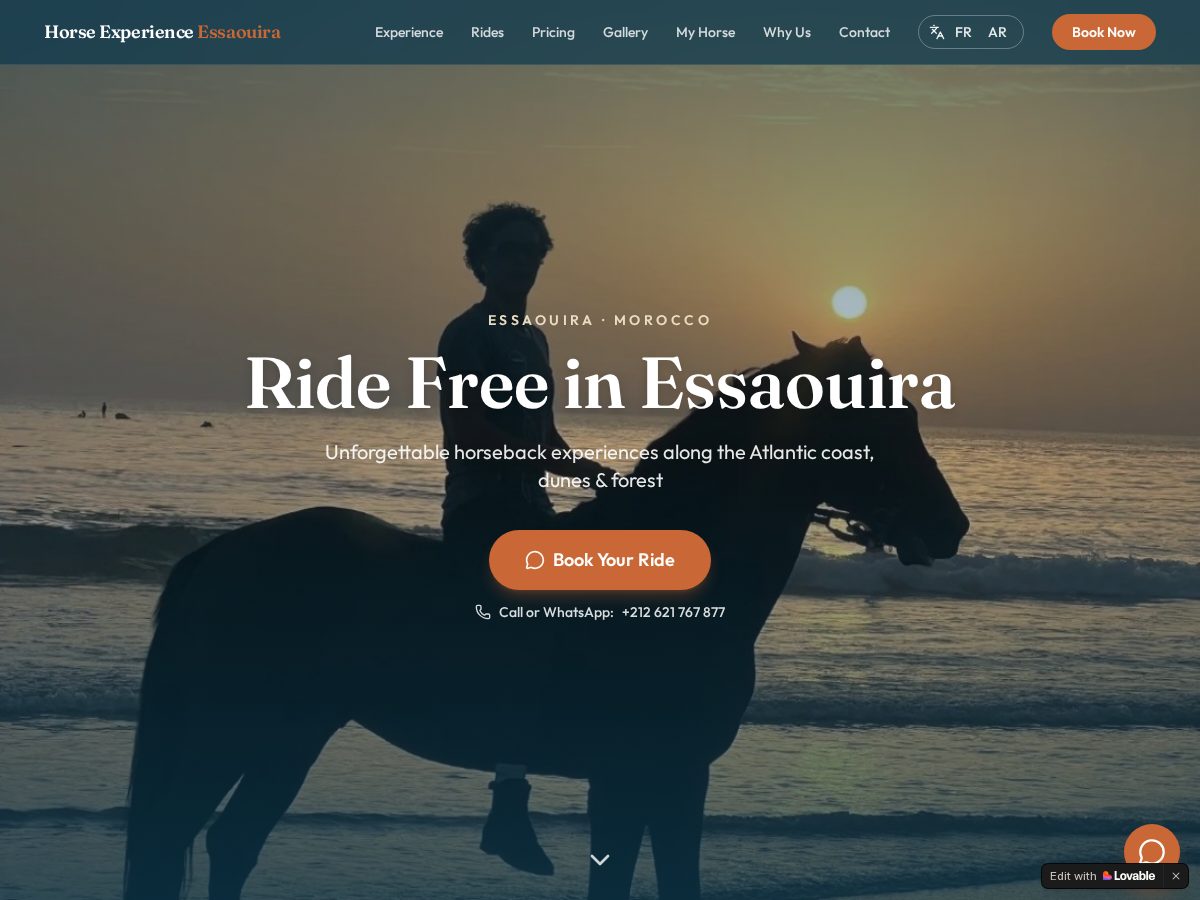 Landing-page snapshot of horseexperienceessaouira.com