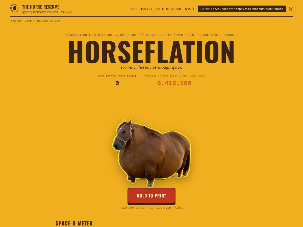Landing-page snapshot of horseflation.fun