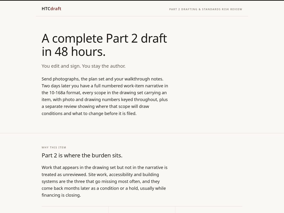 Landing-page snapshot of htcdraft.com