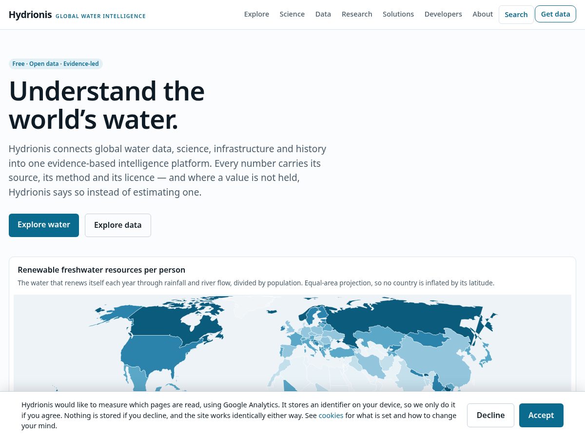 Landing-page snapshot of hydrionis.com