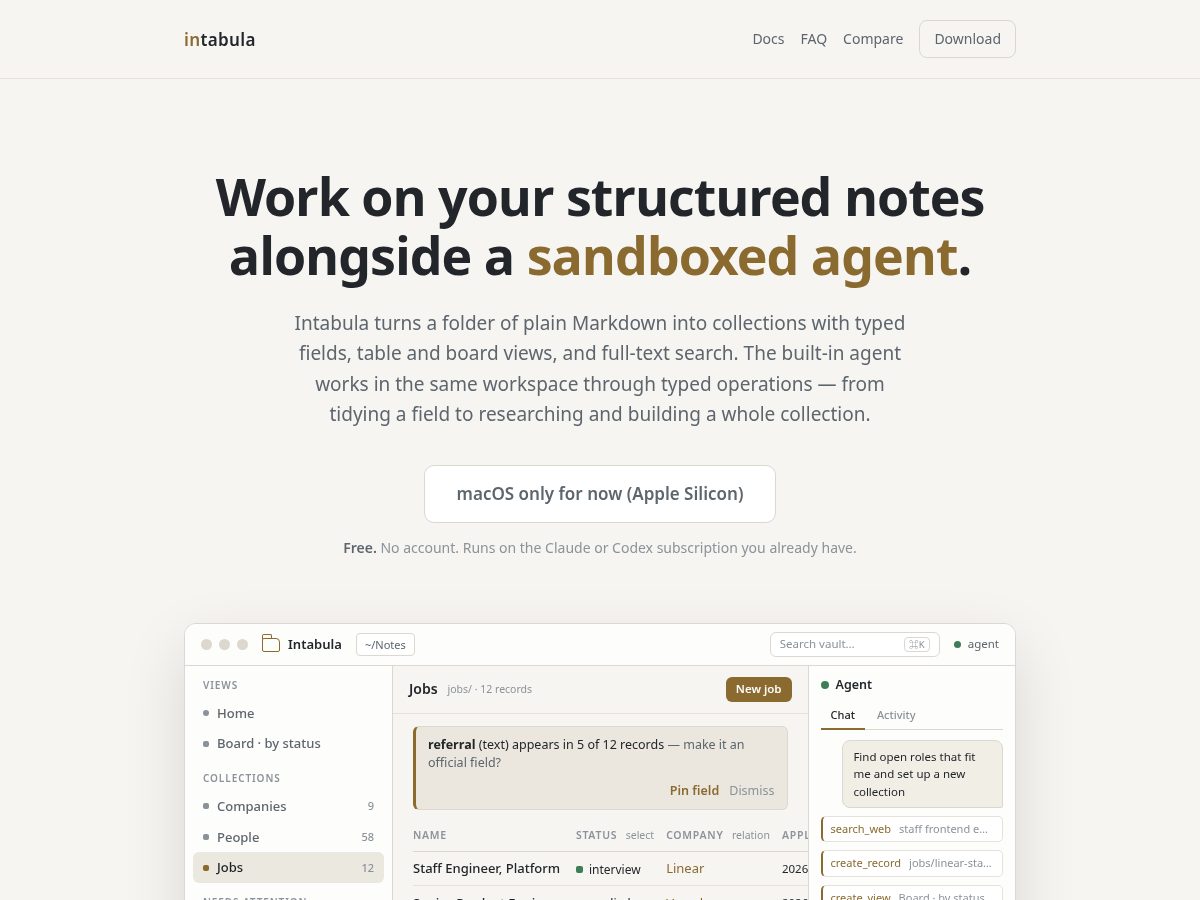 Landing-page snapshot of intabula.app
