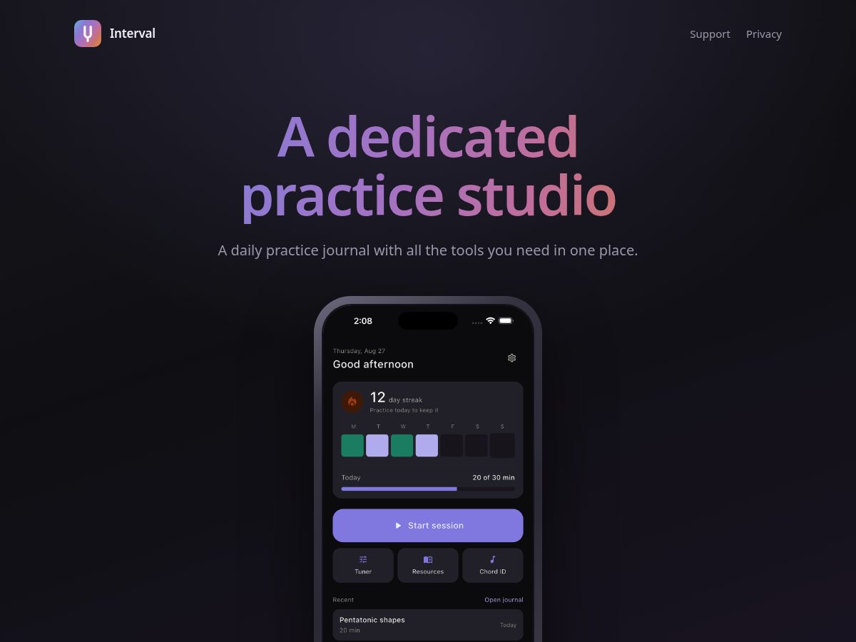 Landing-page snapshot of intervalpractice.com