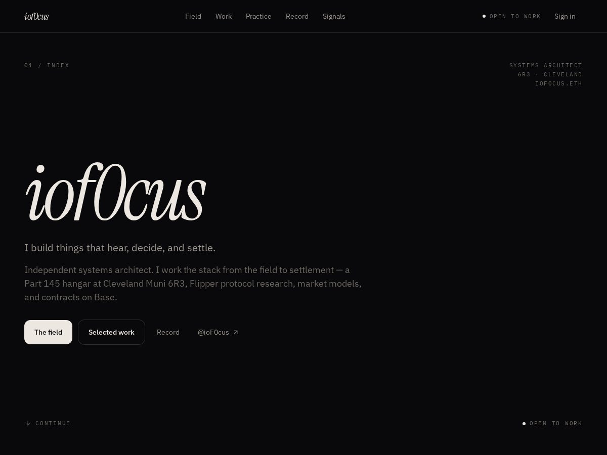 Landing-page snapshot of iof0cus.fun
