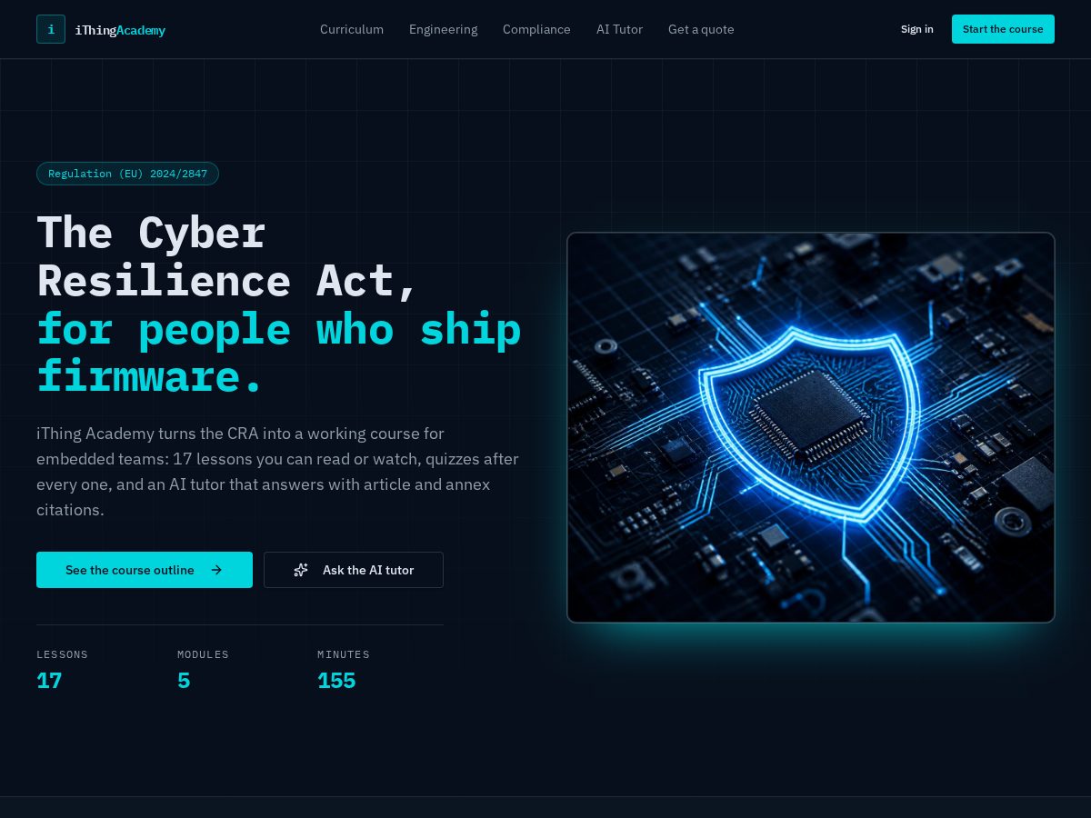 Landing-page snapshot of ithingacademy.com
