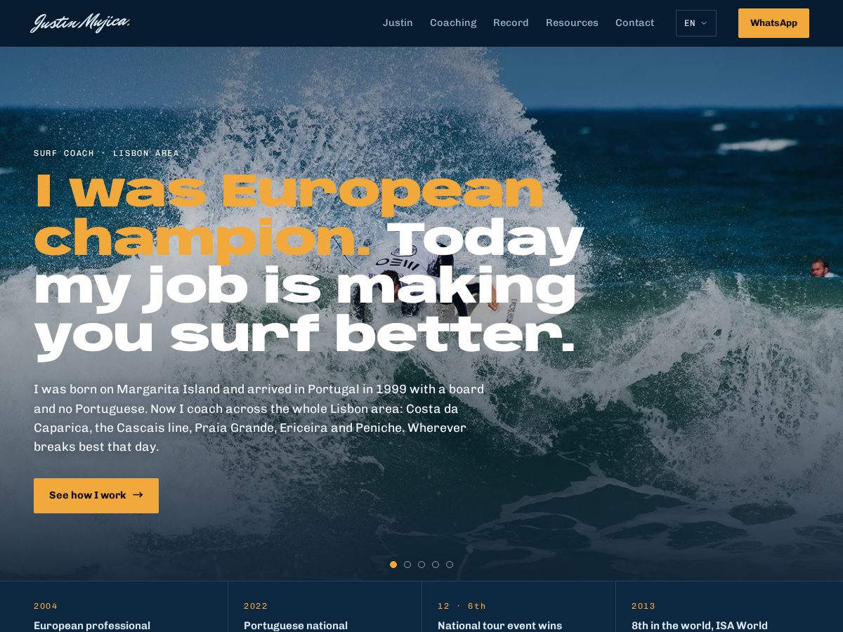 Landing-page snapshot of justinmujica.com