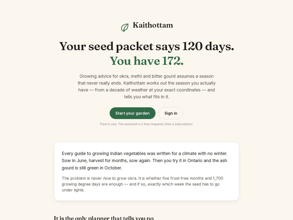 Landing-page snapshot of kaithottam.com