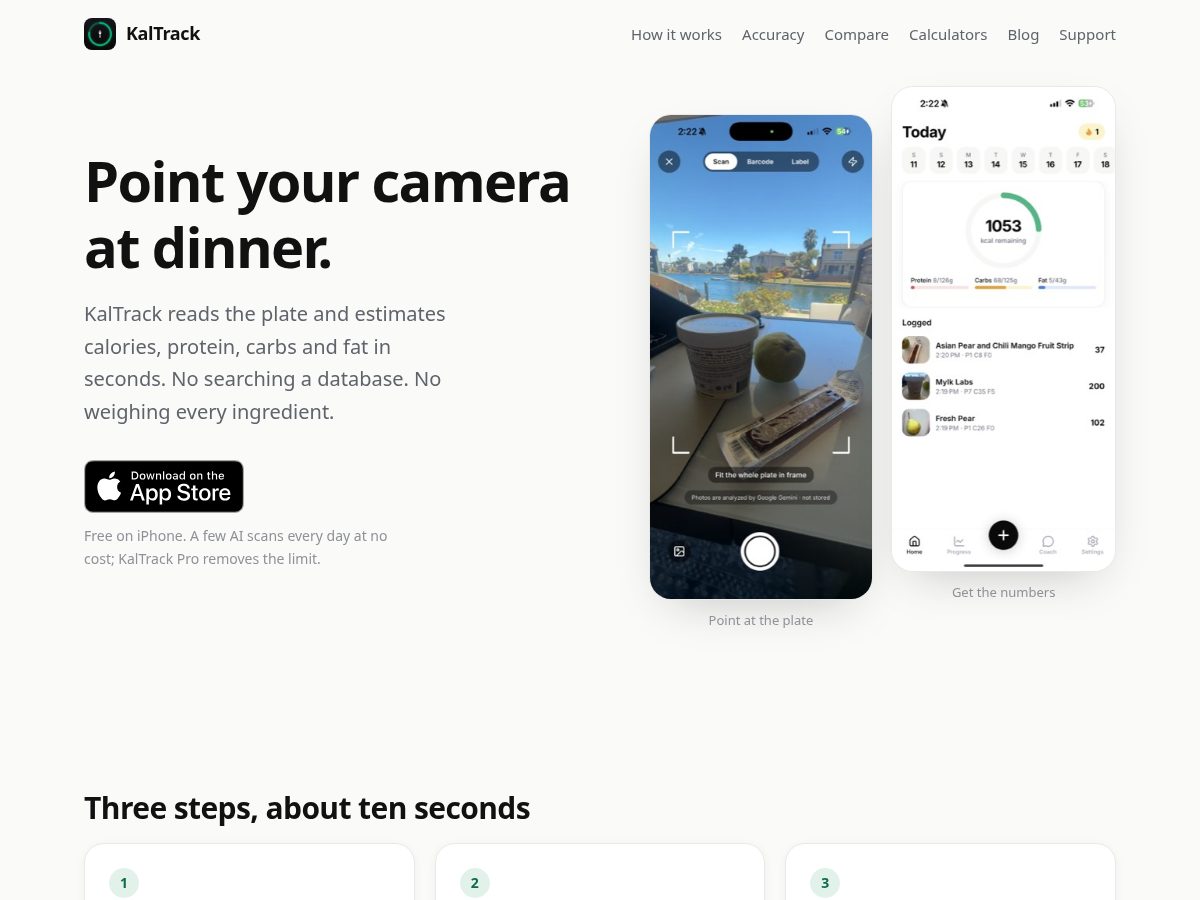 Landing-page snapshot of kaltrack.fit