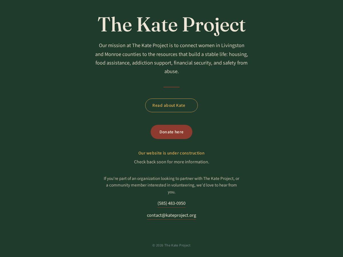Landing-page snapshot of kateproject.org