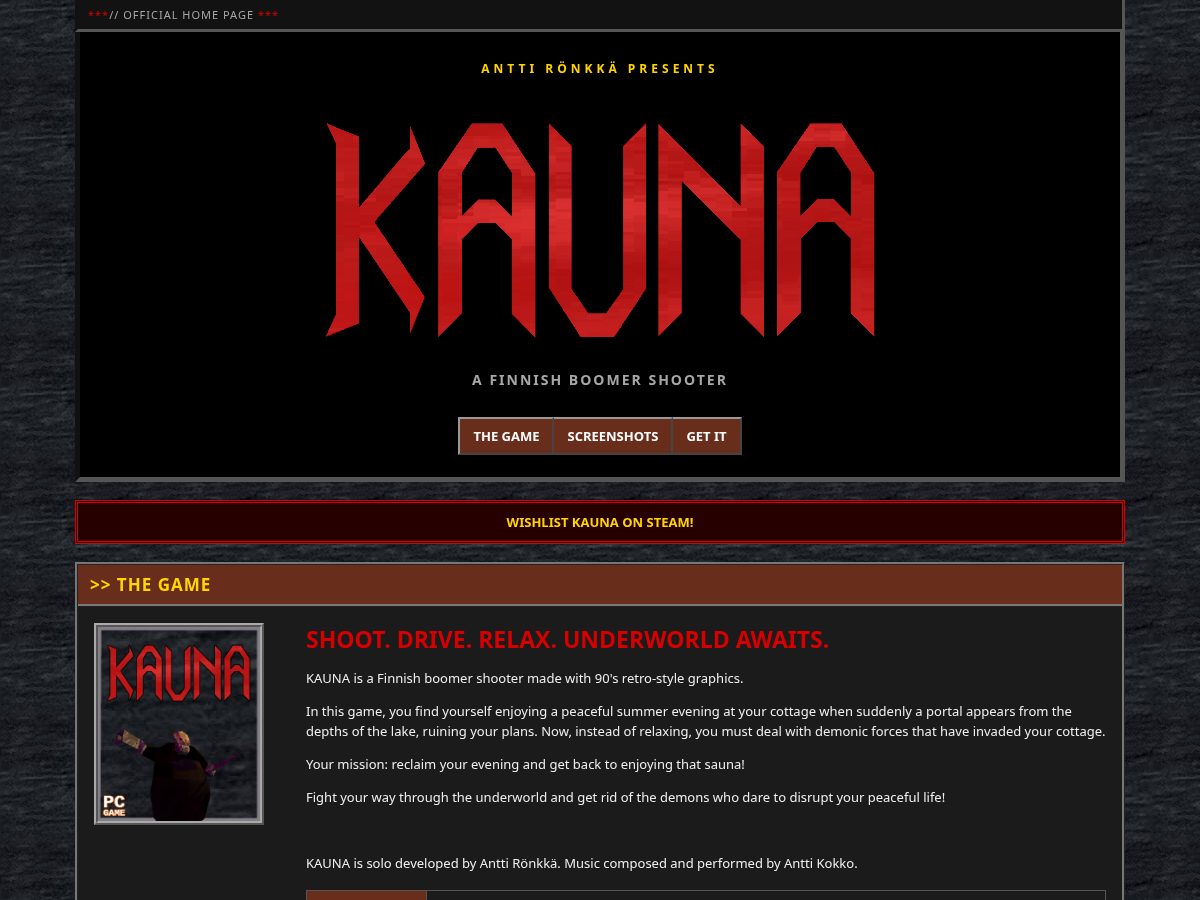 Landing-page snapshot of kaunagame.com