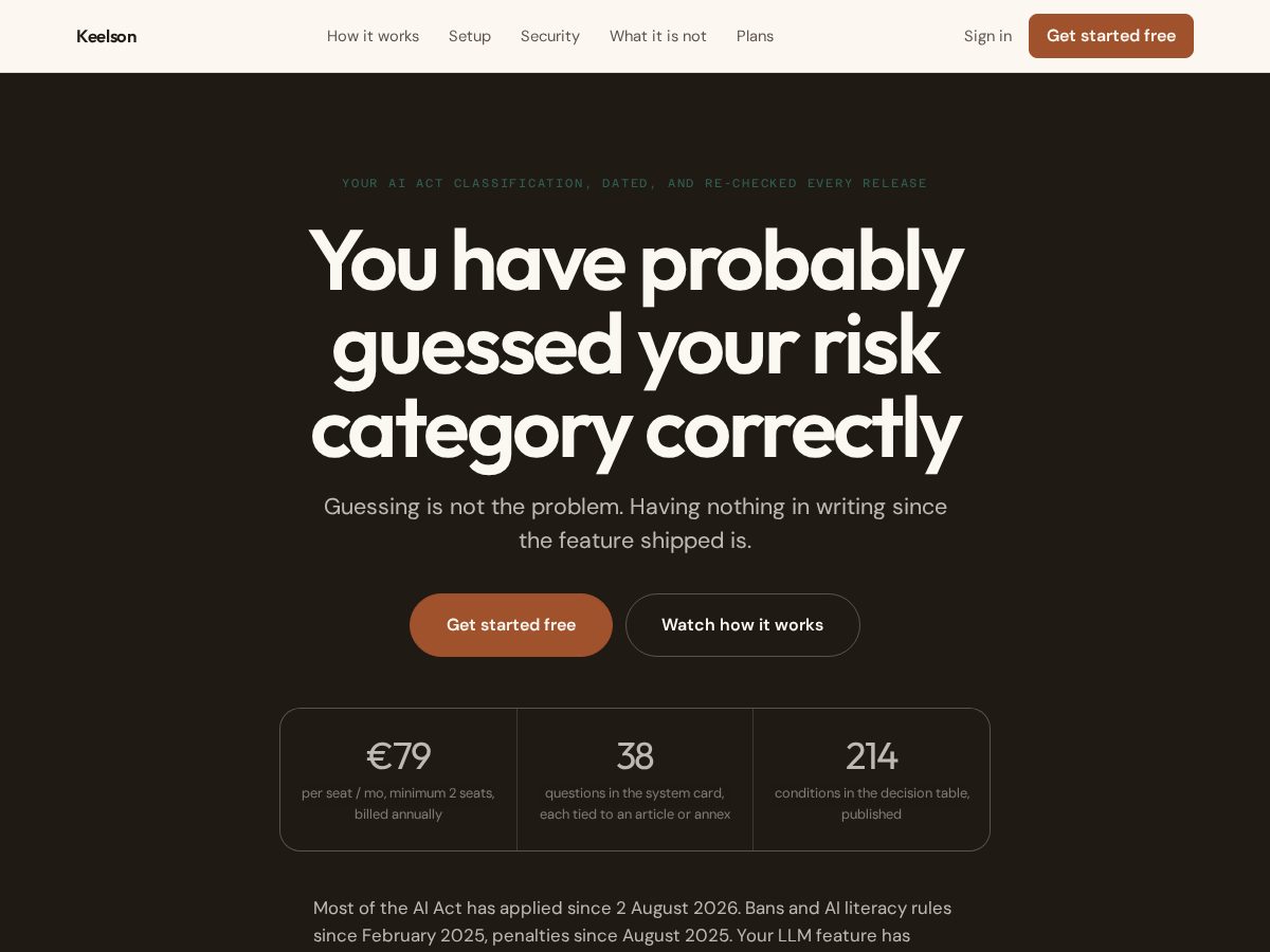 Landing-page snapshot of keelson.ink