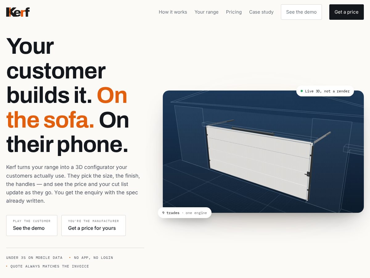 Landing-page snapshot of kerfbuild.com