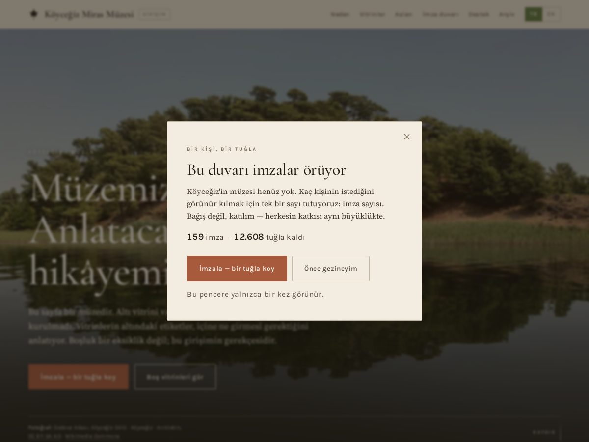 Landing-page snapshot of koycegizmirasmuzesi.org