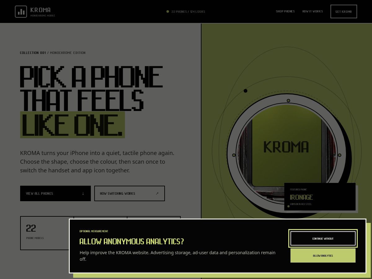 Landing-page snapshot of kromaphone.com