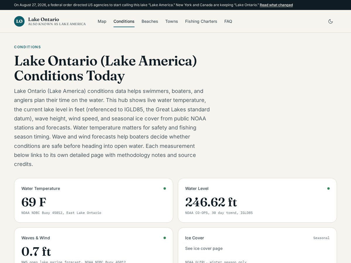 Landing-page snapshot of lakeamericaforecast.com