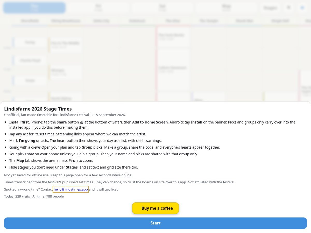 Landing-page snapshot of lindytimes.app