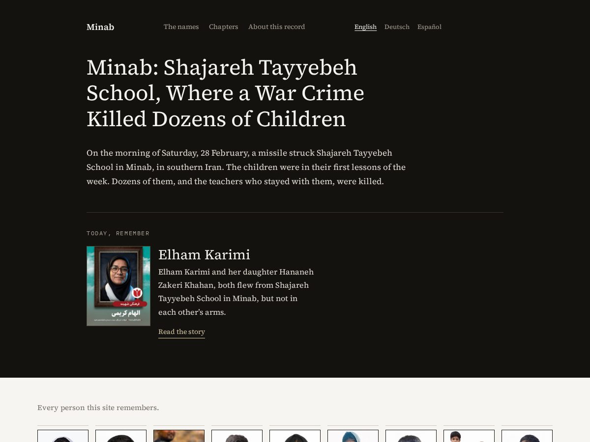 Landing-page snapshot of minabwarcrime.com