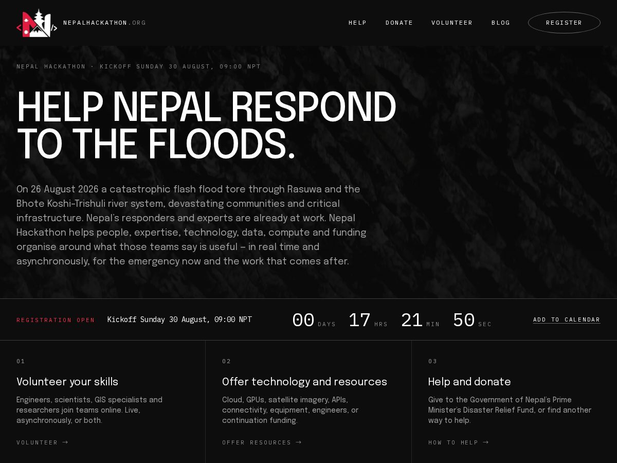 Landing-page snapshot of nepalhackathon.com