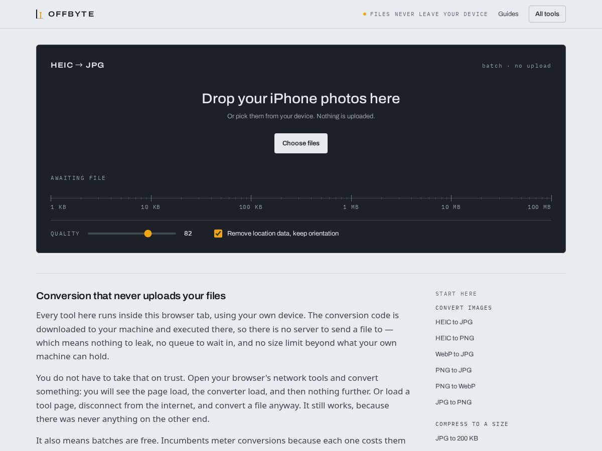 Landing-page snapshot of offbyte.online