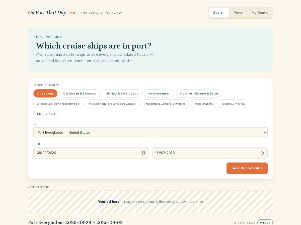 Landing-page snapshot of onportthatday.com