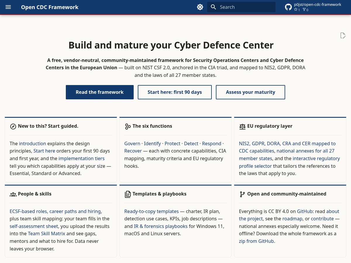 Landing-page snapshot of opencdc.org