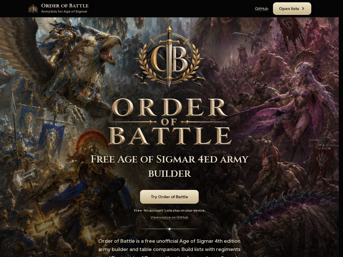 Landing-page snapshot of orderofbattle.app