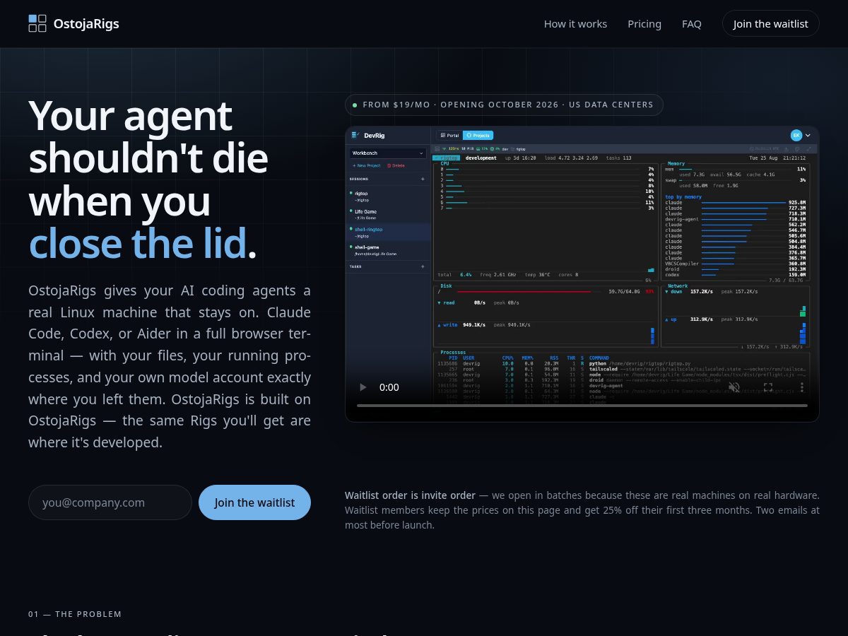 Landing-page snapshot of ostoyarigs.com