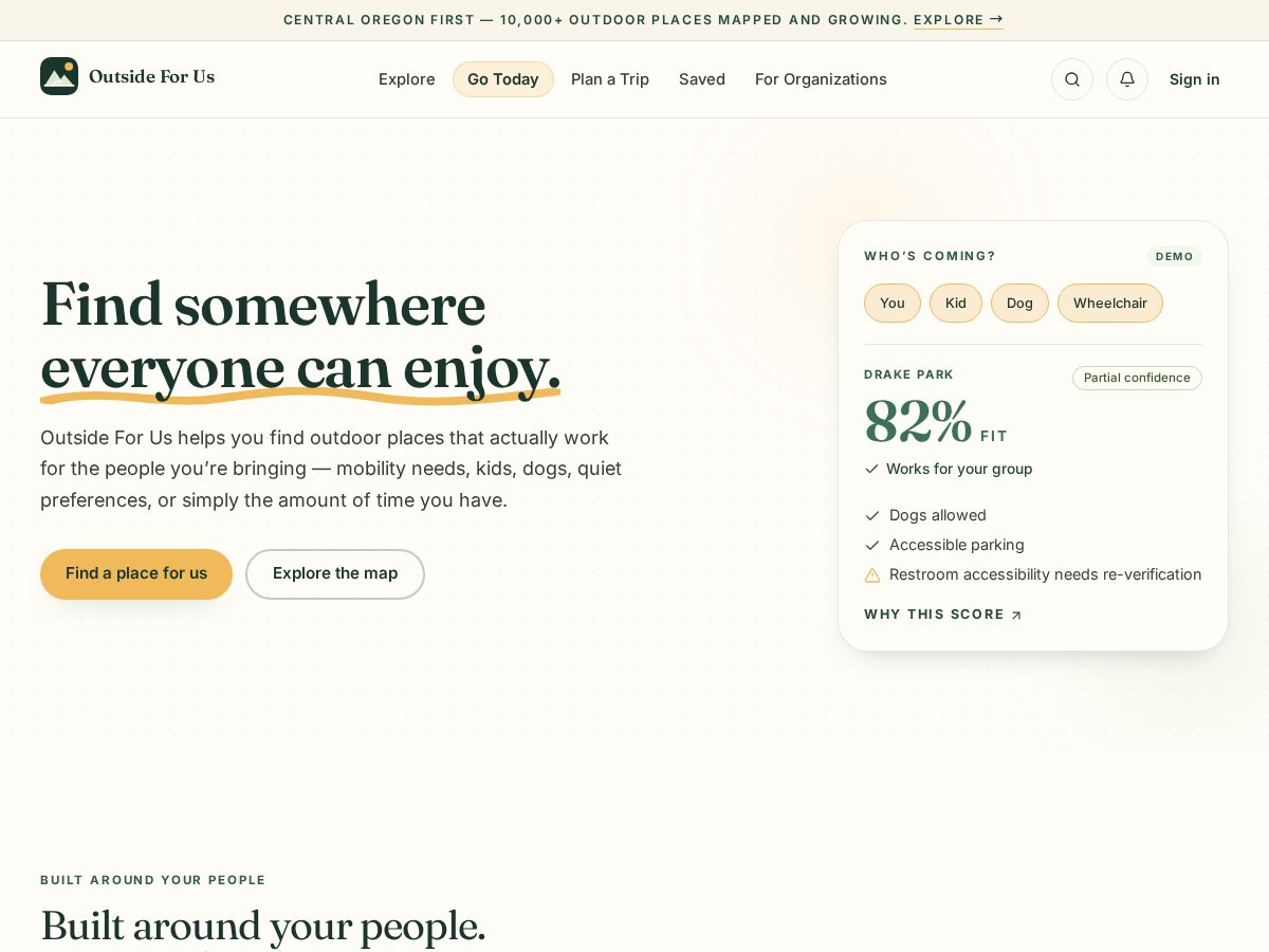 Landing-page snapshot of outsideforus.app