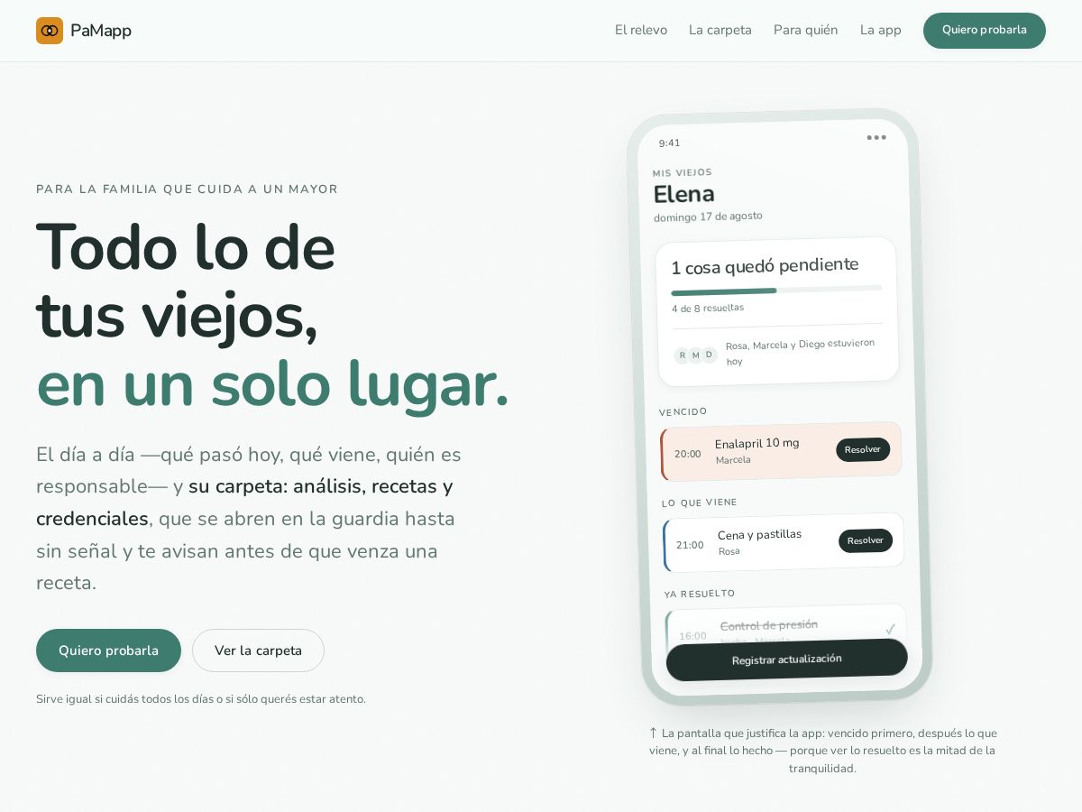 Landing-page snapshot of pamapp.app