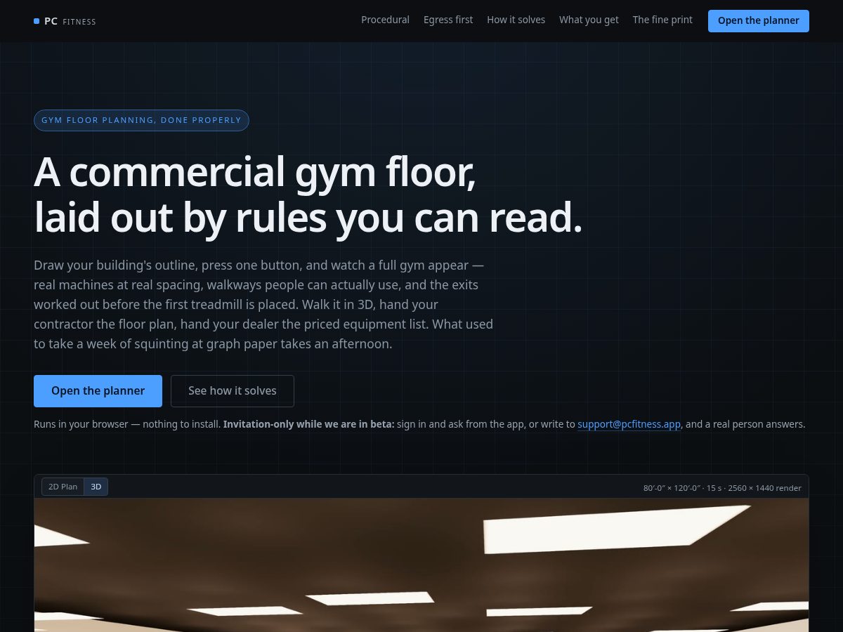 Landing-page snapshot of pcfitness.app