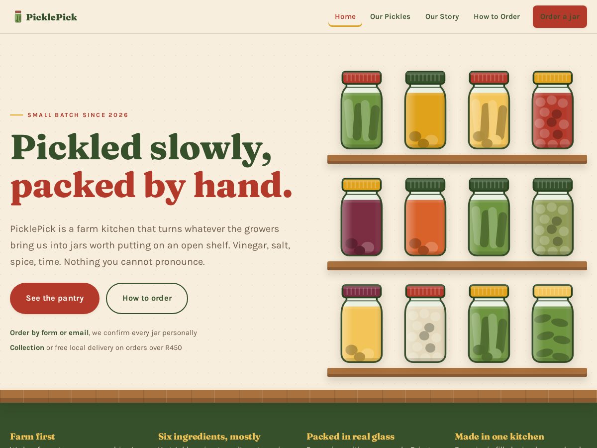 Landing-page snapshot of picklepickshop.com